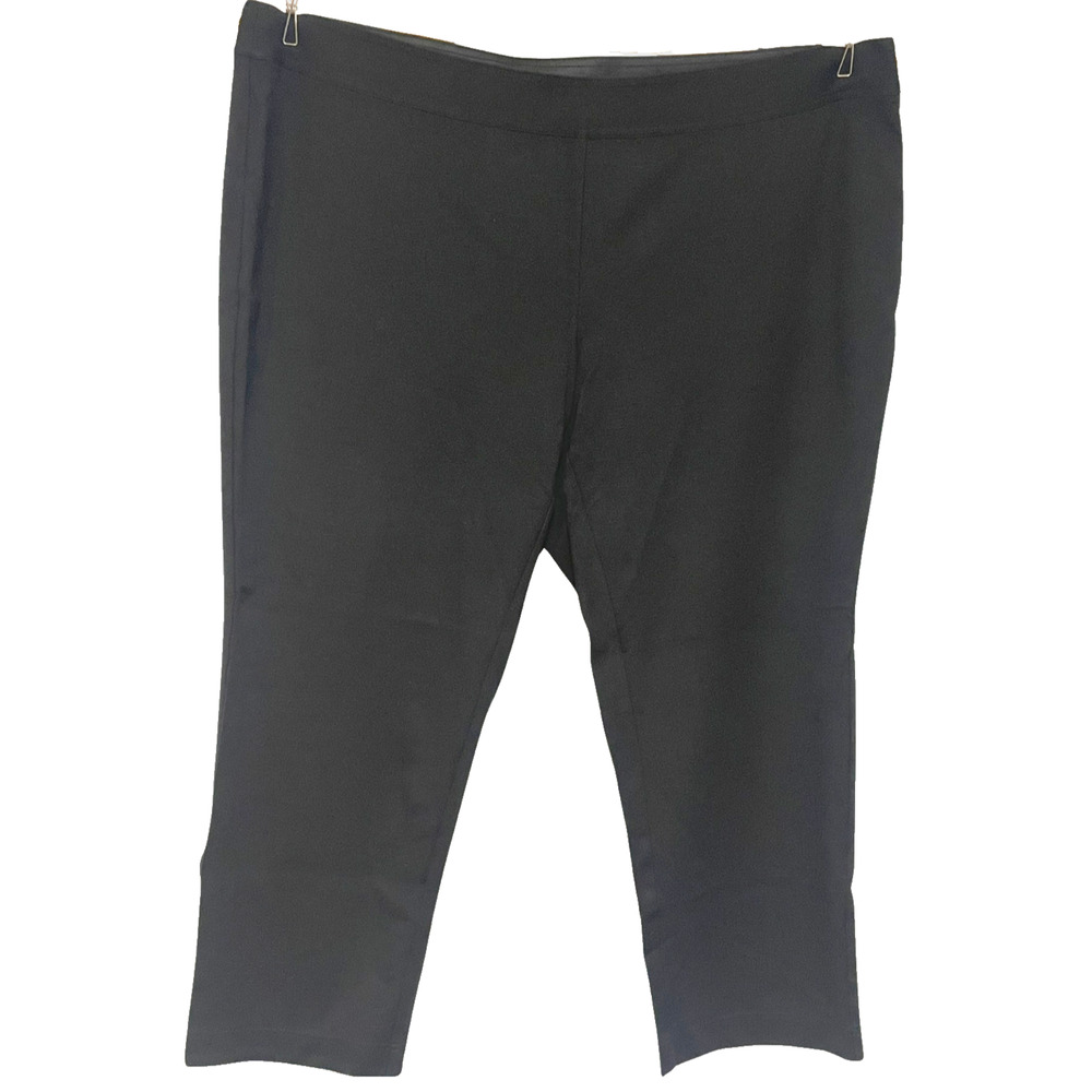 INC Dress Pants Sz 24W Black Stretch Knit Ponte Pull-On 27.5" Inseam Comfort Fit